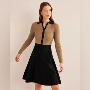 Biden Rib Detail Knitted Mini Dress
Black, Camel Colourblock